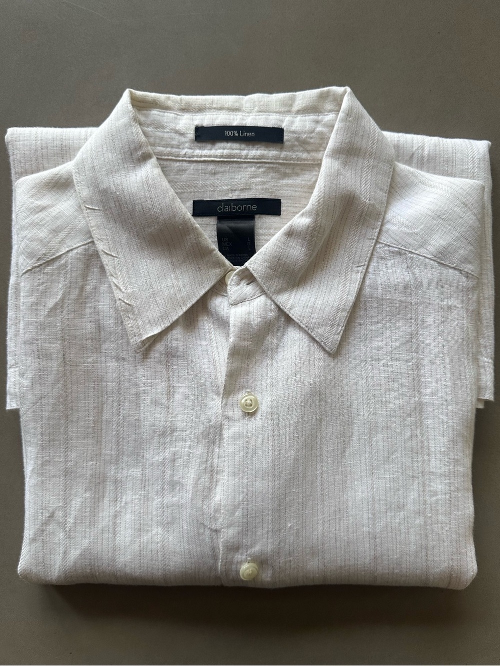 Claiborne Men's 100% Linen Short-Sleeve Button-Down Shirt